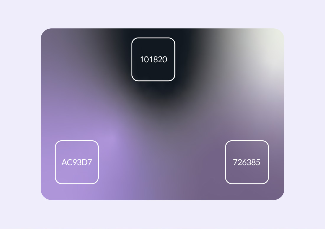 Imagem de variação de cores em degradê e suas correspondências em hexadecimal