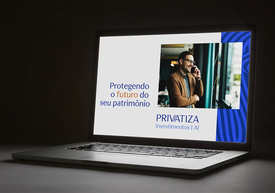 branding-identidade-visual-fintech-privatiza-8 imagem de tela de computador e celular com website e perfil do instagram da Clinica Coutinho